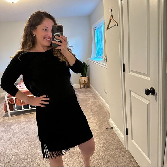 Vintage Black 1940s Handmade Flapper Frill Mini Dress XS - Picture 2 of 10